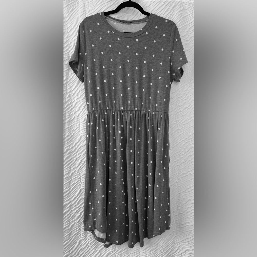 Women’s Polka Dot Dress - Gray and White